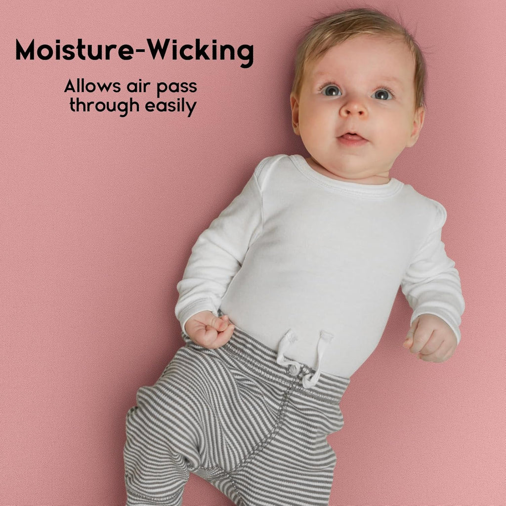 Yoofoss Fitted Pack and Play Sheets - Soft, Breathable Mini Crib Sheets 2-Pack in Pink & Love
