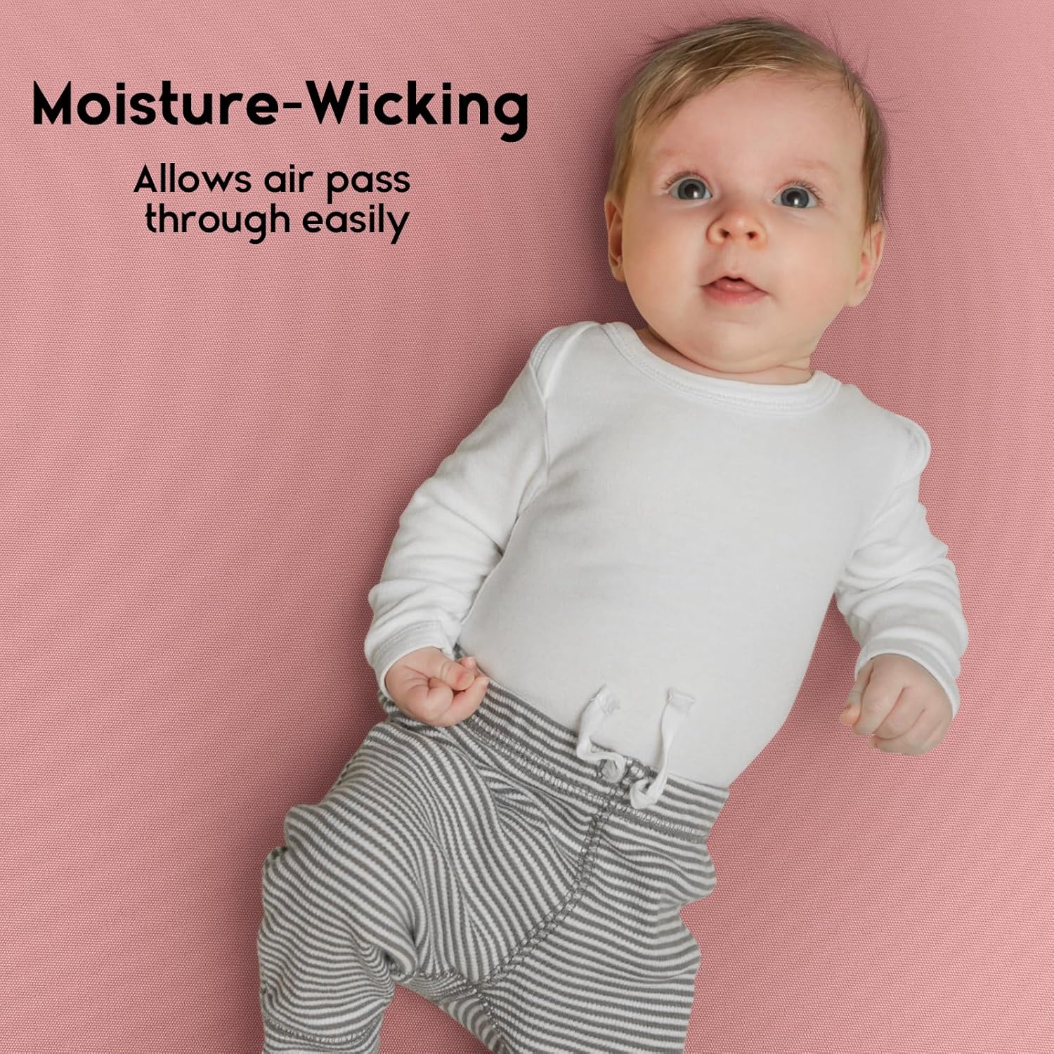 Yoofoss Fitted Pack and Play Sheets - Soft, Breathable Mini Crib Sheets 2-Pack in Pink & Love