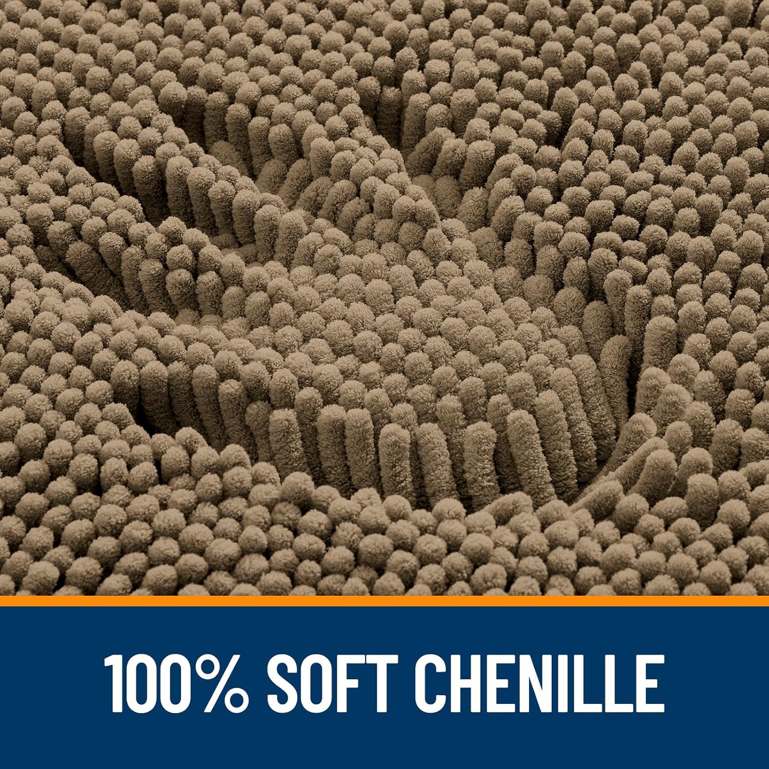 OLANLY Bathroom Runner Rugs - Extra Soft Chenille Bath Mats | Quick Dry, Machine Washable, Tan 47x24