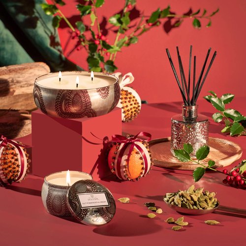 Gilt Pomander and Hinoki Reed Diffuser by Voluspa for Unisex - 3.4 oz Reed Diffuser
