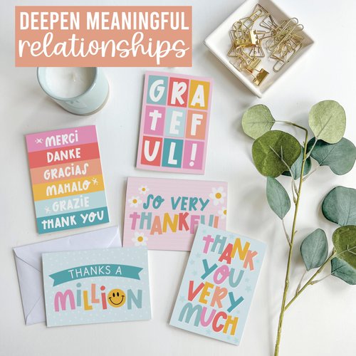 Hadley Designs Bulk Thank You Cards with Envelopes - 54 Kids Thank You Cards For Teachers, Cute Thanks Blank Cards and Envelopes, Fun Appreciation Note Card for Birthday, Baby Shower & Small Business