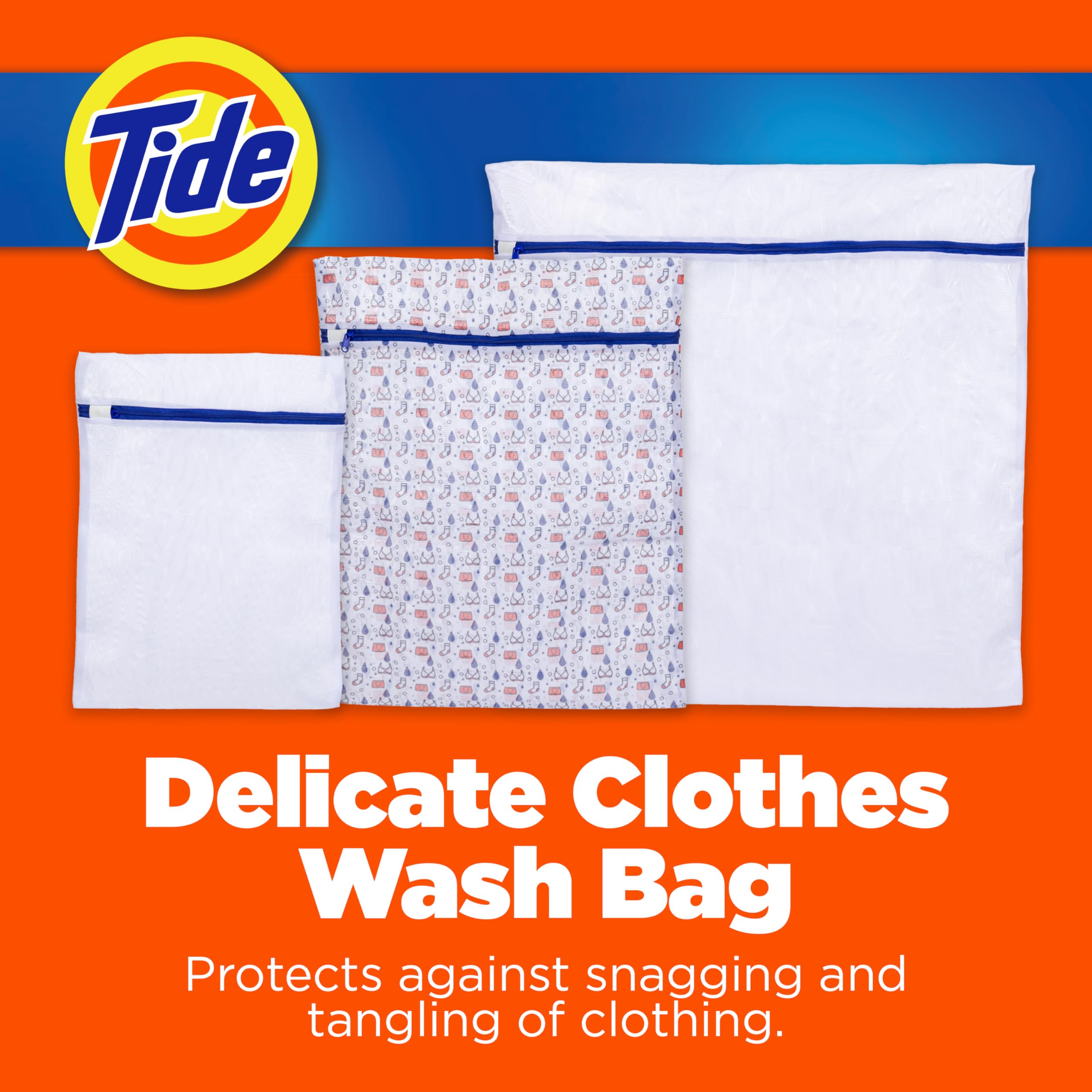 Tide Delicate Clothes Mesh Wash Bags for Wash Machine, 3 Pack (Small, Medium, and Large), Protects from Snagging, Tangling & Wear