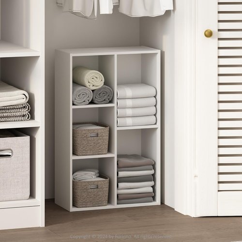 Furinno 5-Cube Closet Organizers - Reversible Storage Shelves for Bedroom | White, 9.4 x 19.5 x 31.5