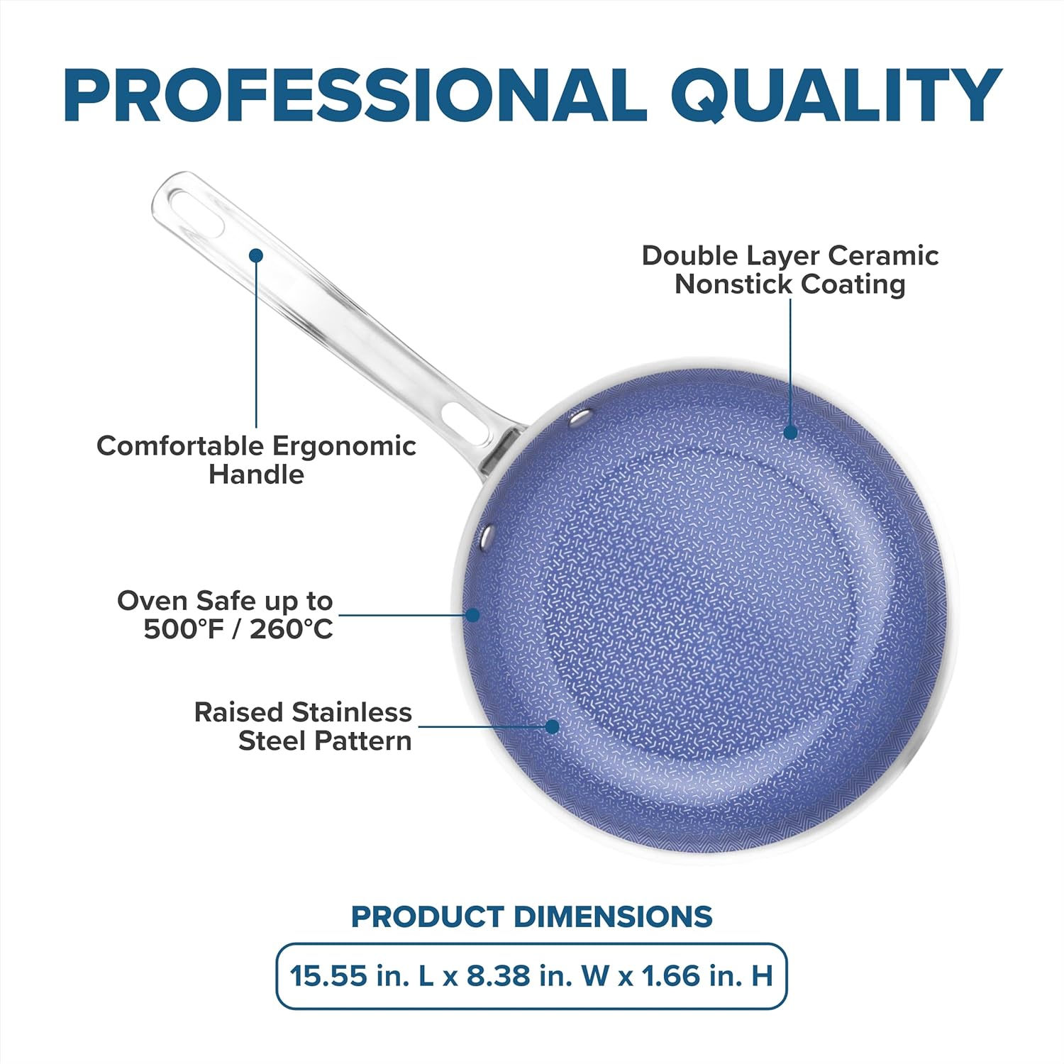 Viking Hybrid Plus 3-Ply Ceramic Nonstick Frying Pan - PFAS-Free, 8-Inch, Oven Safe to 500°F