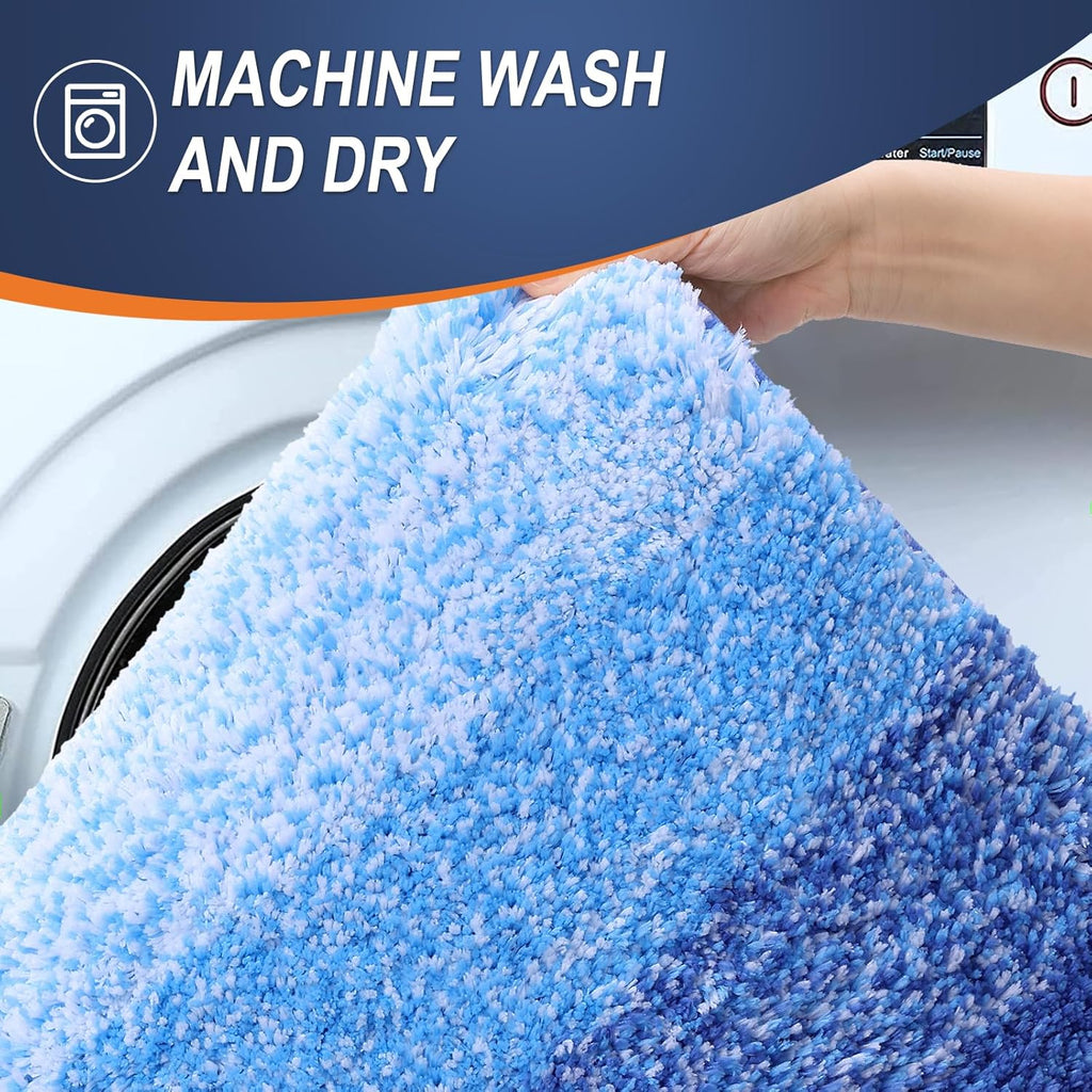 OLANLY Large Bath Rugs - Extra Soft Microfiber, Quick Dry & Washable | Light Royal Blue 50x30