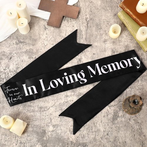 Fanfanwin Funeral Sash - Memorial Ribbon for Casket or Wreath | 58x4'' Black in Loving Memory
