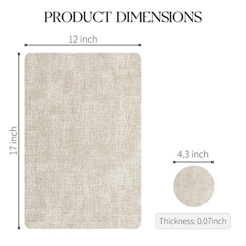 MOSAYT Faux Leather Placemats Set of 6, Heat Resistant Wipeable Washable Vinyl Place Mats with Coasters, Waterproof Oil Proof Table Mats for Kitchen Dining Party Indoor Outdoor, 12" x 17", Beige