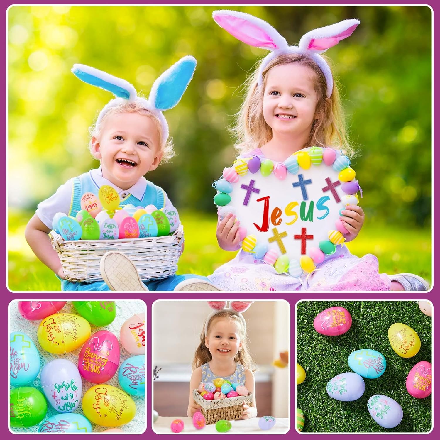 Mini Jesus Figurines Easter Eggs by [Brand Name] - Religious Basket Fillers | 50 Pack of Unfilled Plastic Eggs for Kids' Parties