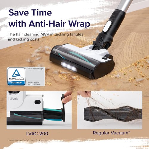LEVOIT Cordless Vacuum Cleaner - Powerful Suction & Tangle-Resistant Design | 50-Minute Runtime, Lightweight & Versatile for Carpet & Hard Floors