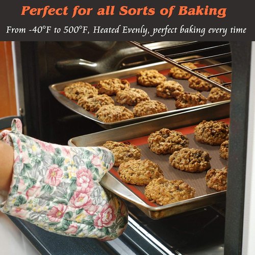 Best German Silicone Baking Mat - Non-Stick, Non-Slip Reusable Oven Liner | Set of 2 Half Sheet Mats