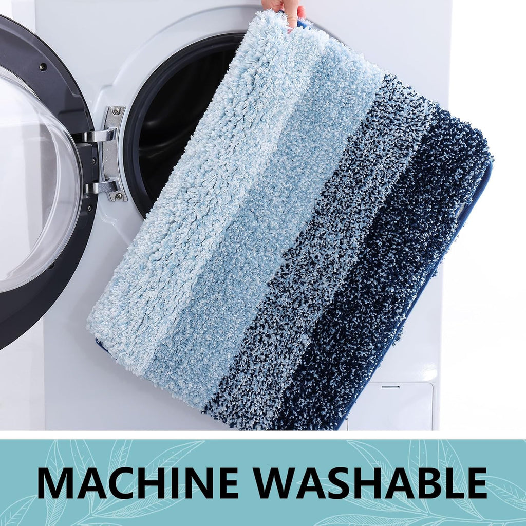 Arotive Microfiber Bath Rug - Soft, Absorbent & Non-Slip | 24x16 Dark Blue Rectangular Mat