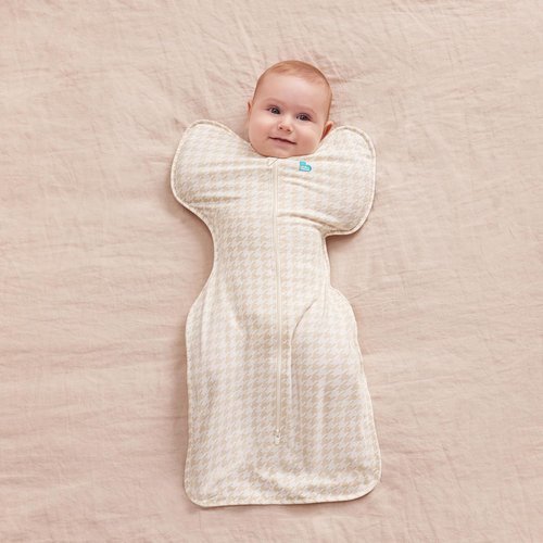 Love To Dream Swaddle UP Sleep Sack - Self-Soothing Design for Improved Sleep | 0-3 Months, 1.0 TOG, Tan Houndstooth