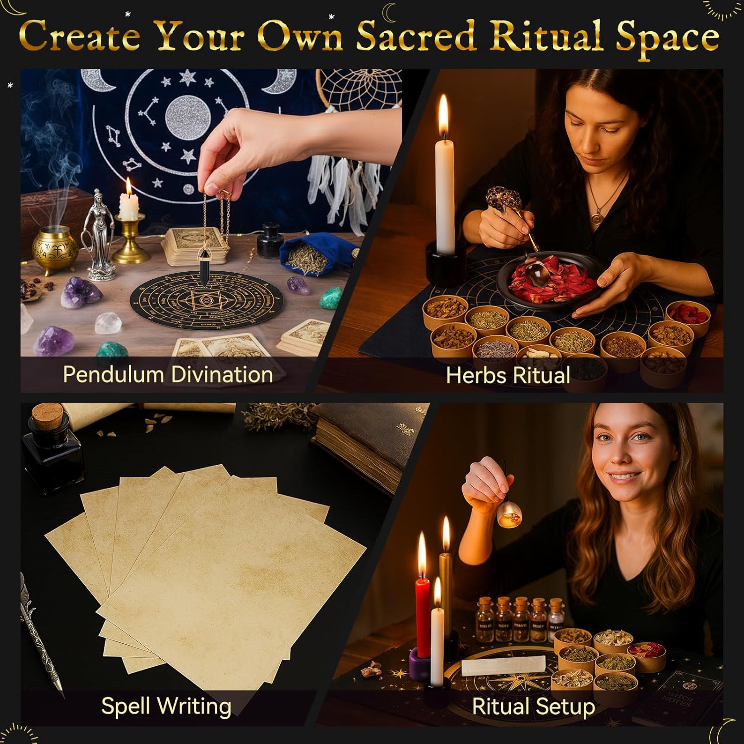 Skiennix Witchcraft Supplies Advent Calendar - Magical Tools, Crystals & Healing Candles for Women & Teens