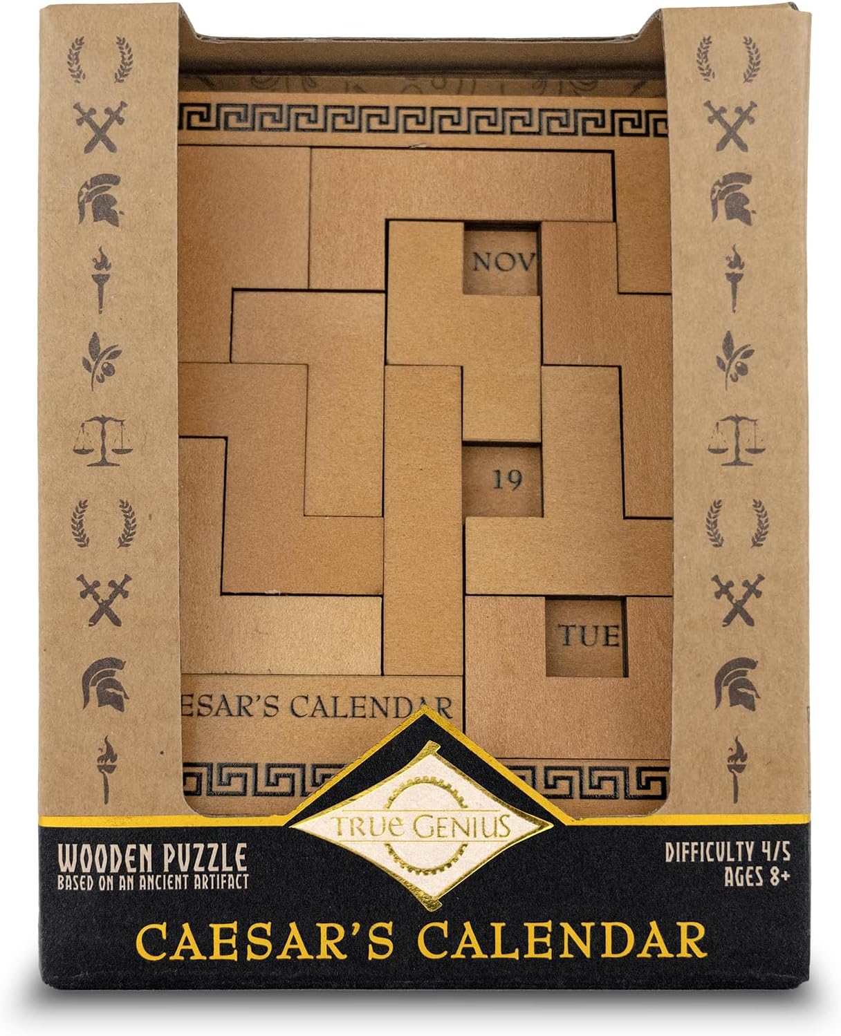 Project Genius Caesar's Calendar Wood Puzzle - 365+ Brainteasers for Adults & Kids 8+ | Unique Desk Challenge