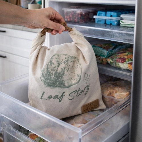 LOAF STORY Double Lock Reusable Beeswax Bread Bags Featuring NEW WIDE Comfort Zipper and Roll Top Velcro Closure, Fully Open XL Airtight Bread Storage for Freezer and Fridge, Gift for Bakers, 2 Pack