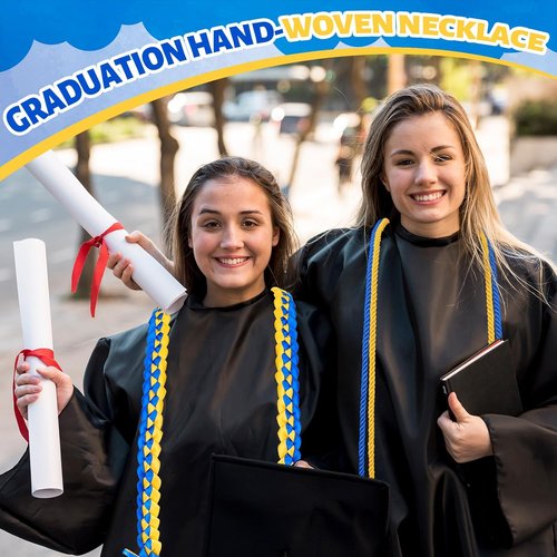 FYSUIMU Graduation Leis - 4 Pcs Blue, Gold & White Honor Cords with Tassels | Perfect for College & High School Grad Parties