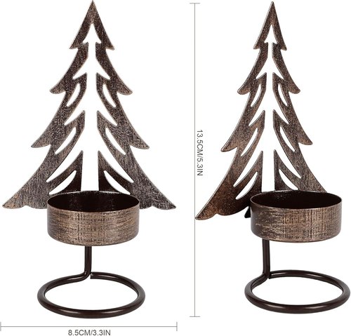Juegoal Set of 6 Tea Light Candle Holders - Rust-Proof Metal Xmas Tree Centerpiece for Holiday Decor