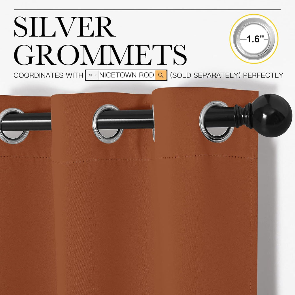 NICETOWN Blackout Curtains - Thermal Insulated Privacy Drapes for Windows | Burnt Orange, 42 x 63 Inches