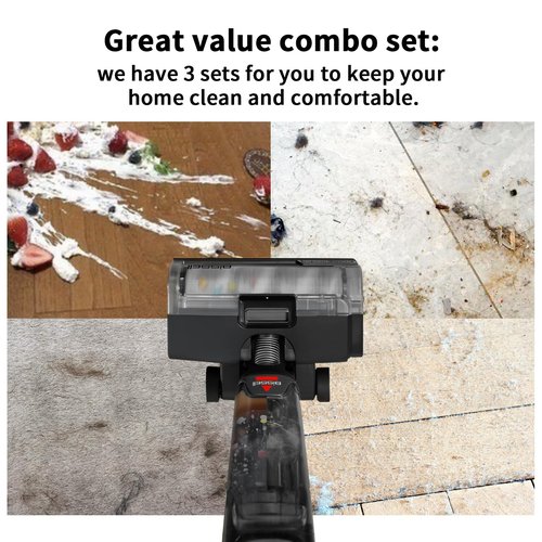 3930F 3933 3930 Roller Brushes & H13 Filters Replacement Kit for BISSELL CrossWave OmniForce Edge Cordless Cleaner - Includes 3 H13 Filters, 3 Brush Rolls, 1 clean Brush, Part No. 1640897, 1640066