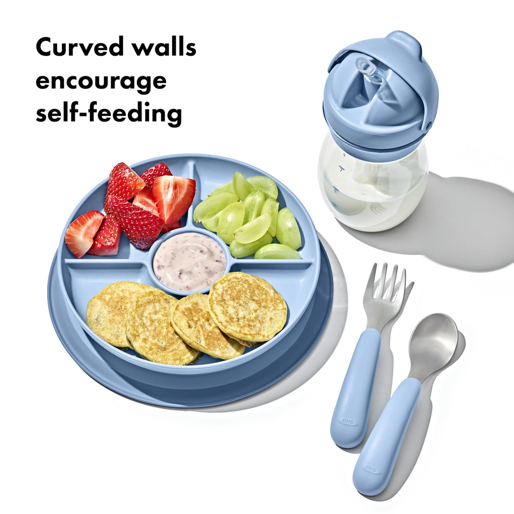OXO Tot Stick and Stay Suction Divided Plate - Dusk