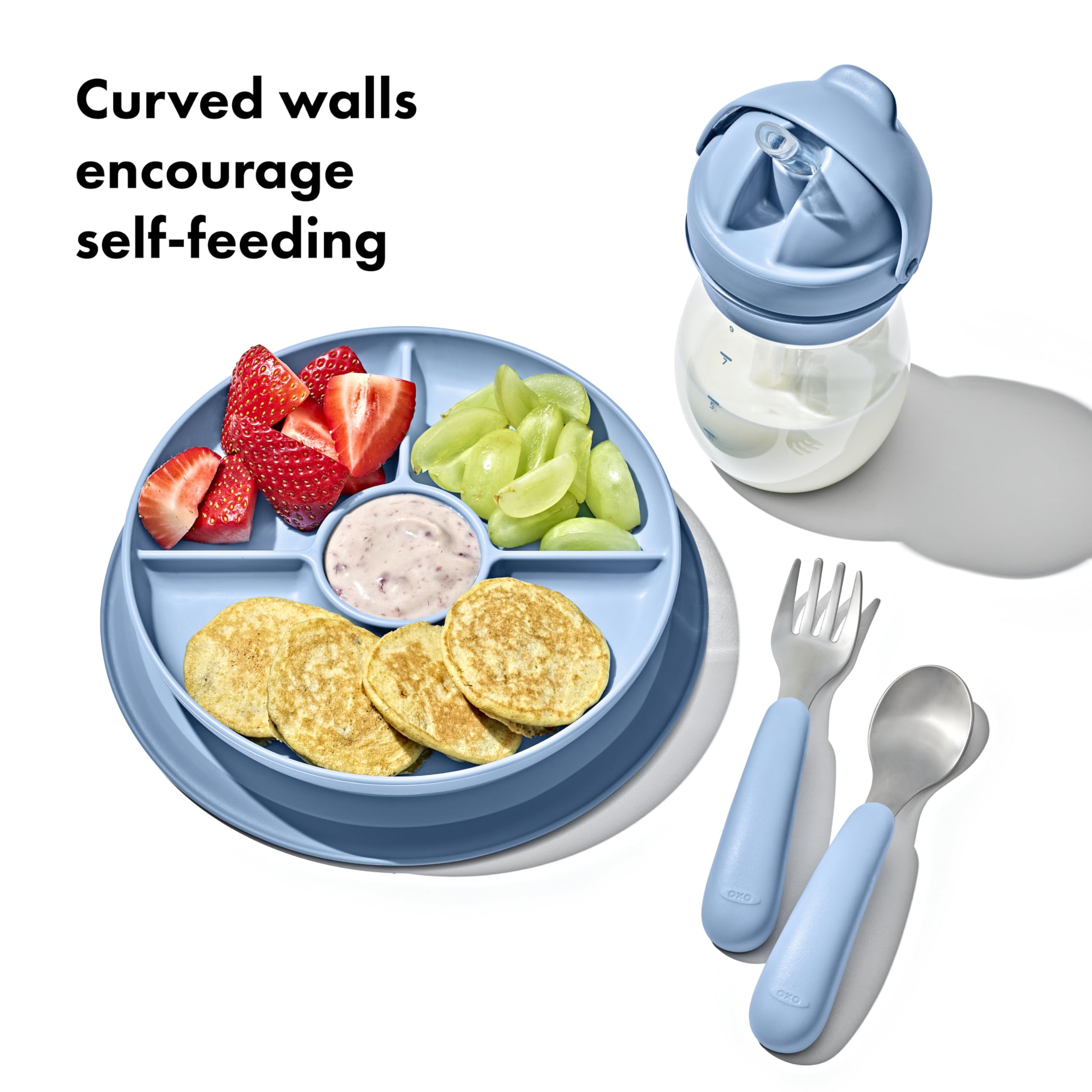 OXO Tot Stick and Stay Suction Divided Plate - Dusk