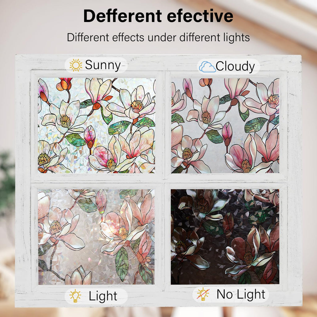 Ranzdn Window Privacy Film, Stained Glass, Static Cling, 17.5" x 78.7"