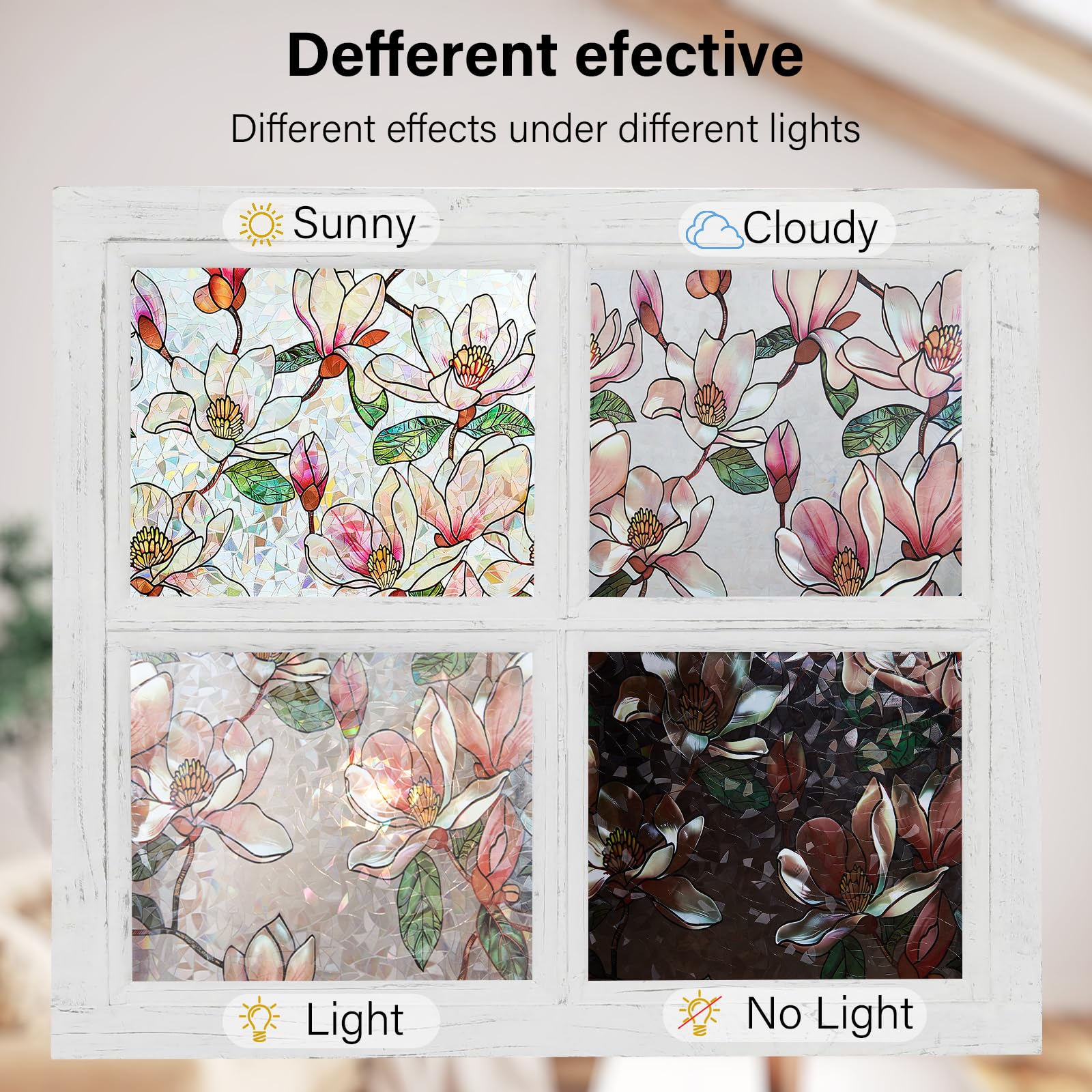 Ranzdn Window Privacy Film, Stained Glass, Static Cling, 17.5" x 78.7"