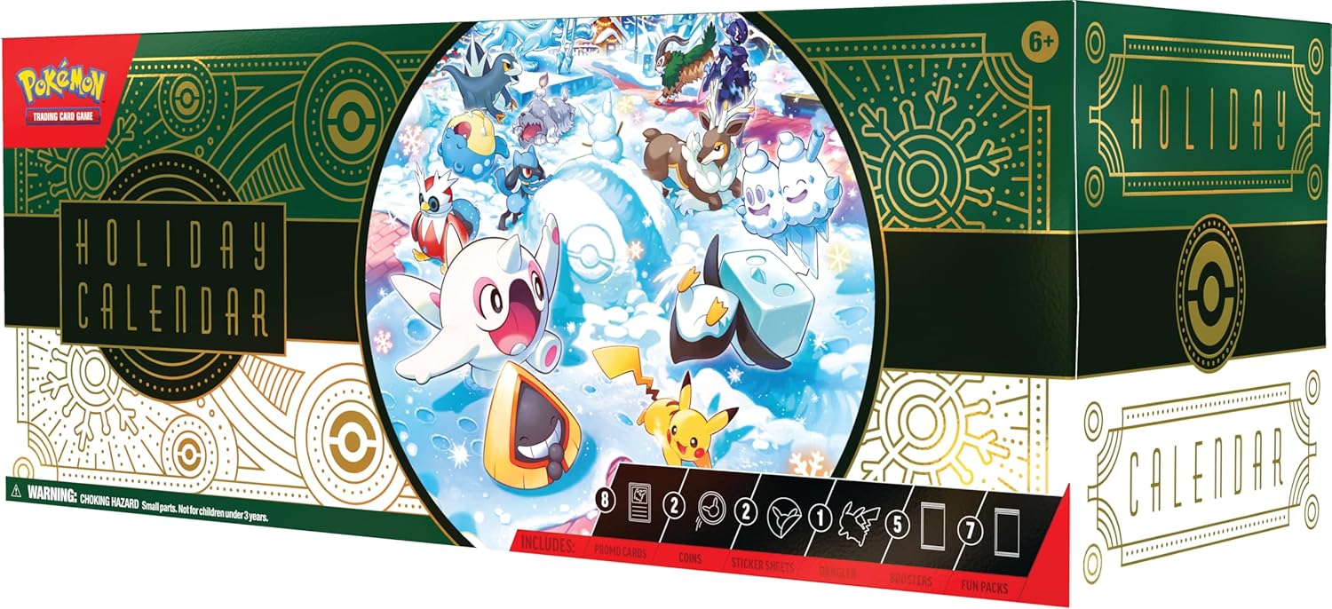 Pokémon TCG Holiday Calendar - 8 Foil Promo Cards & 5 Booster Packs Included