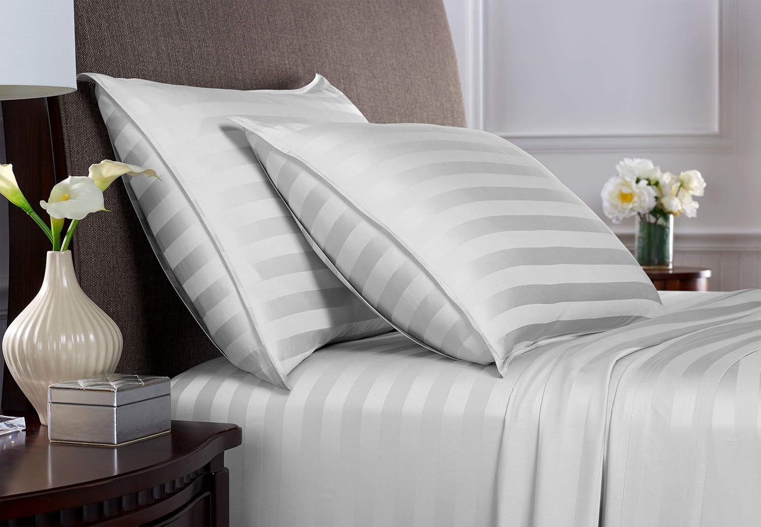 Pure Bamboo Full Sheets - Luxuriously Soft & Cooling 100% Organic Viscose Bed Sheet Set | Jacquard White, 2-Year Quality Promise
