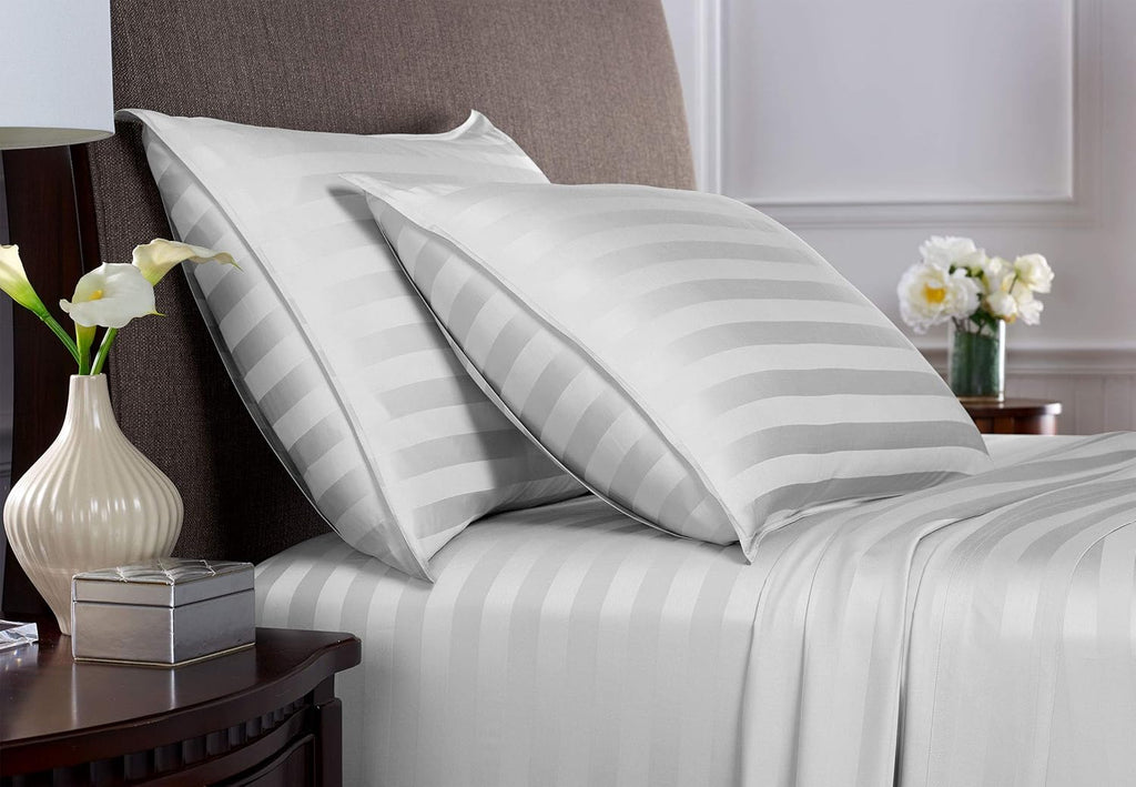 Pure Bamboo King Sheets - Luxuriously Soft 100% Organic Viscose Bed Sheet Set | Jacquard White, Double Stitching, 2-Year Quality Promise