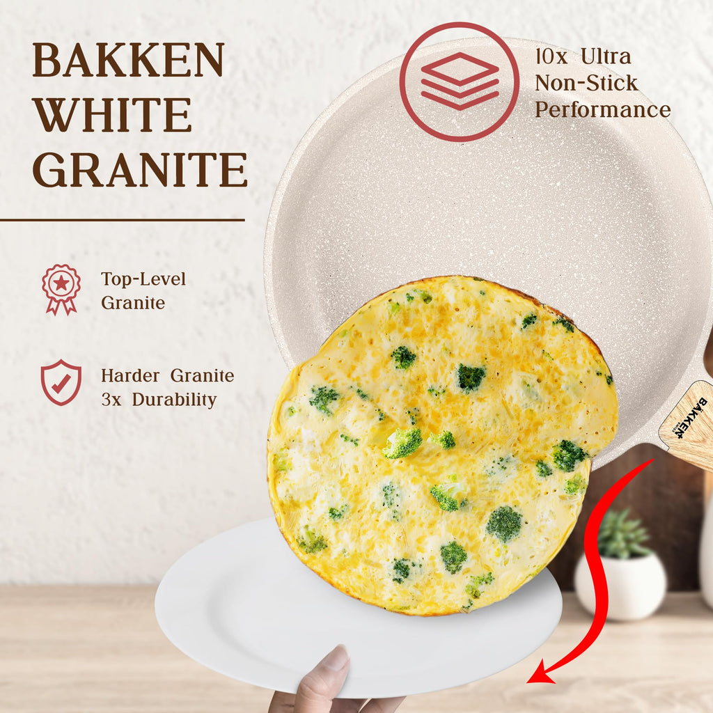 Bakken-Swiss 14-Piece Kitchen Cookware Set – Granite Non-Stick – Eco-Friendly – PFOA, PFOS, and PTFE Free for All Stoves & Oven-Safe,