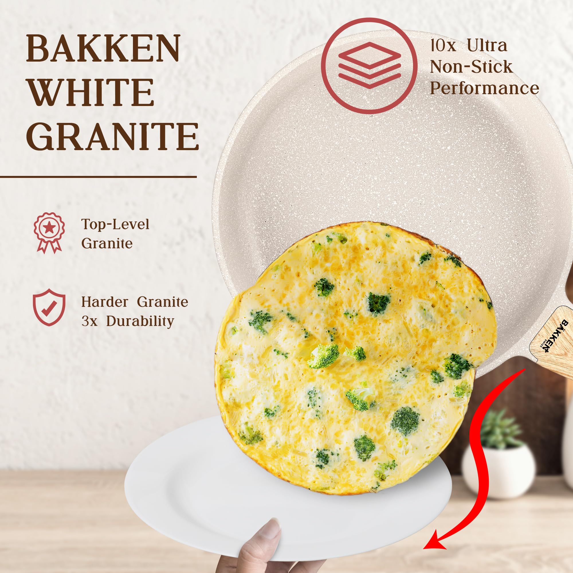 Bakken-Swiss 14-Piece Kitchen Cookware Set – Granite Non-Stick – Eco-Friendly – PFOA, PFOS, and PTFE Free for All Stoves & Oven-Safe,