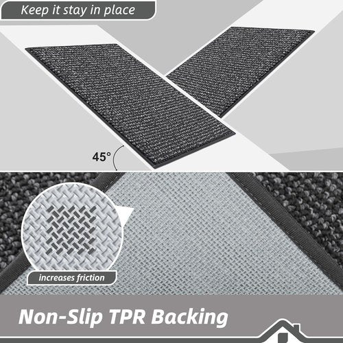 BEQHAUSE Dirt Trapper Door Mat - Non-Slip, Washable, Absorbent 32" x 48" Charcoal Entrance Mat