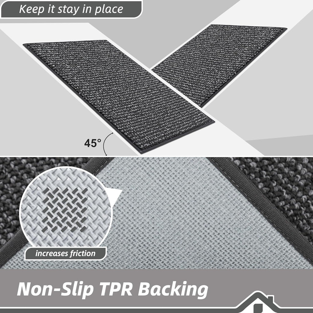 BEQHAUSE Dirt Trapper Door Mat - Non-Slip, Washable, Absorbent Entrance Mat | 20" x 32", Charcoal