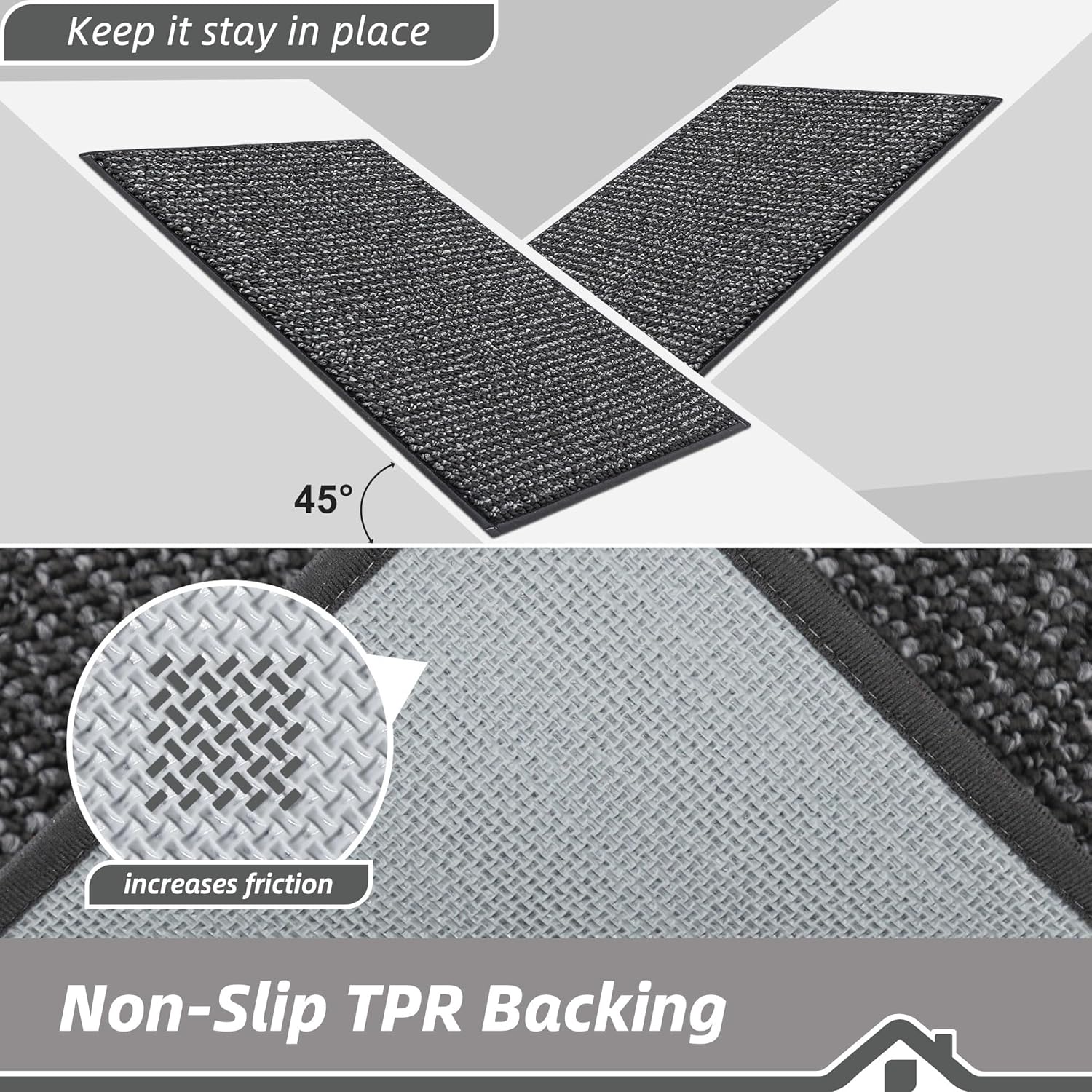 BEQHAUSE Dirt Trapper Door Mat - Non-Slip, Washable, Absorbent Entrance Mat | 32" x 48", Charcoal