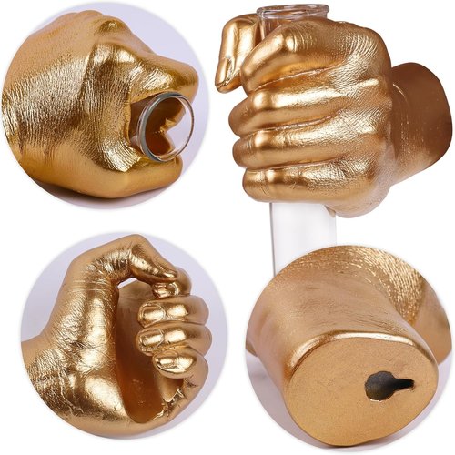 Gold Wall Sculptures - Unique Hand Vases Home Decor | Modern Eclectic Wall Art Statue