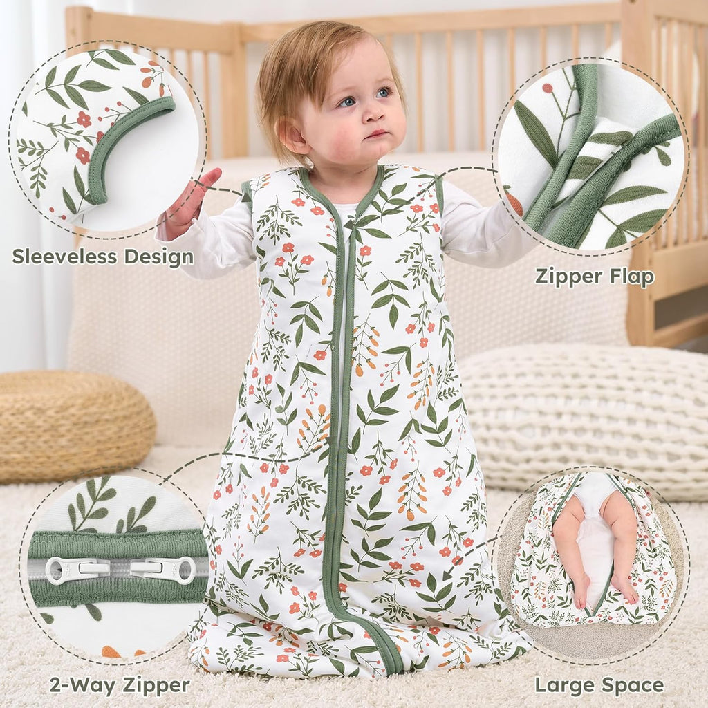 Yoofoss Baby Sleep Sack | 1.5 Tog Wearable Blanket for 6-12 Months | 100% Organic Cotton, Warm & Soft