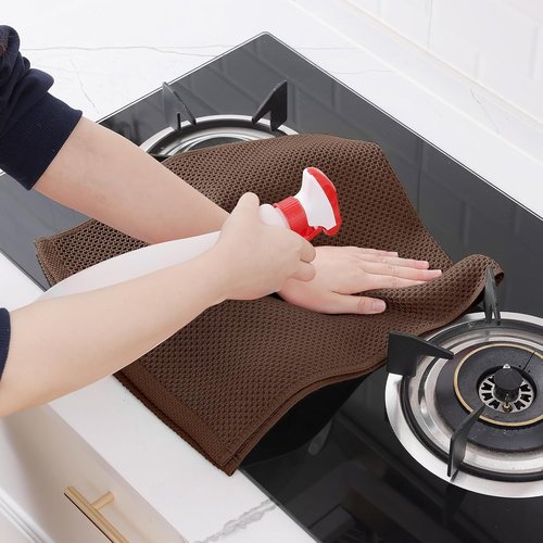 Homaxy 100% Cotton Waffle Weave Kitchen Dish Towels - Ultra Soft & Absorbent, 13 x 28 Inches, 12-Pack, Coffee
