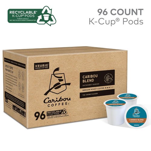 Caribou Coffee Caribou Blend K-Cup Pods - Medium Roast Single-Serve Coffee, 96 Count