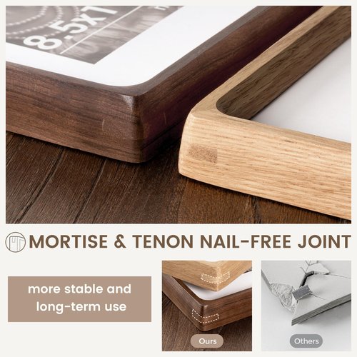 11x14 Picture Frame, USA-Sourced Walnut Wood Photo Frames with HD Tempered Glass, Handcrafted Rounded Corner 11 x 14 Wooden Frame Matted to 8x10 Photos, Gallery Wall Frames for Posters & Art Prints
