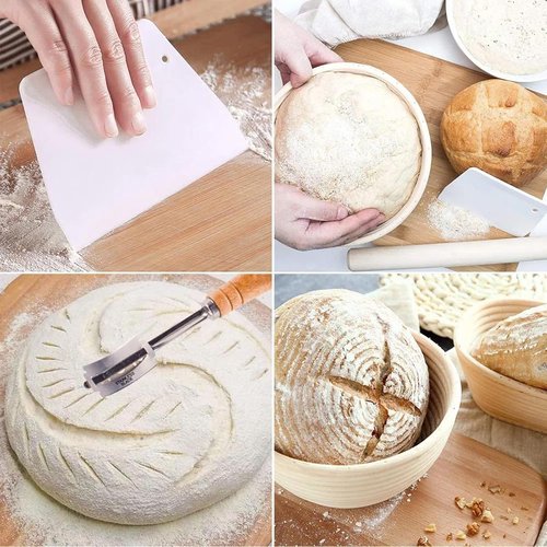 Dimpola Banneton Bread Proofing Basket Set - Handmade Rattan Sourdough Bowls | 2 Round 9-Inch Baskets