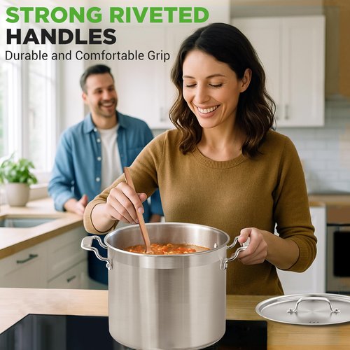 NutriChef 20 Quart Heavy-Duty Stockpot with Stainless Lid - Large Pot for Induction, Gas & Electric Cooktops, Perfect for Soups & Stews