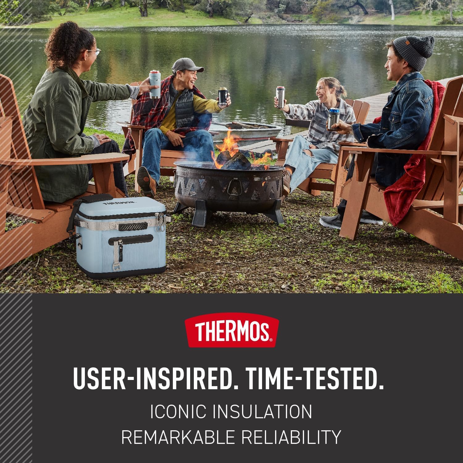 THERMOS ICON Series 24 Can Cooler - Durable Granite Design for Outdoor Adventures