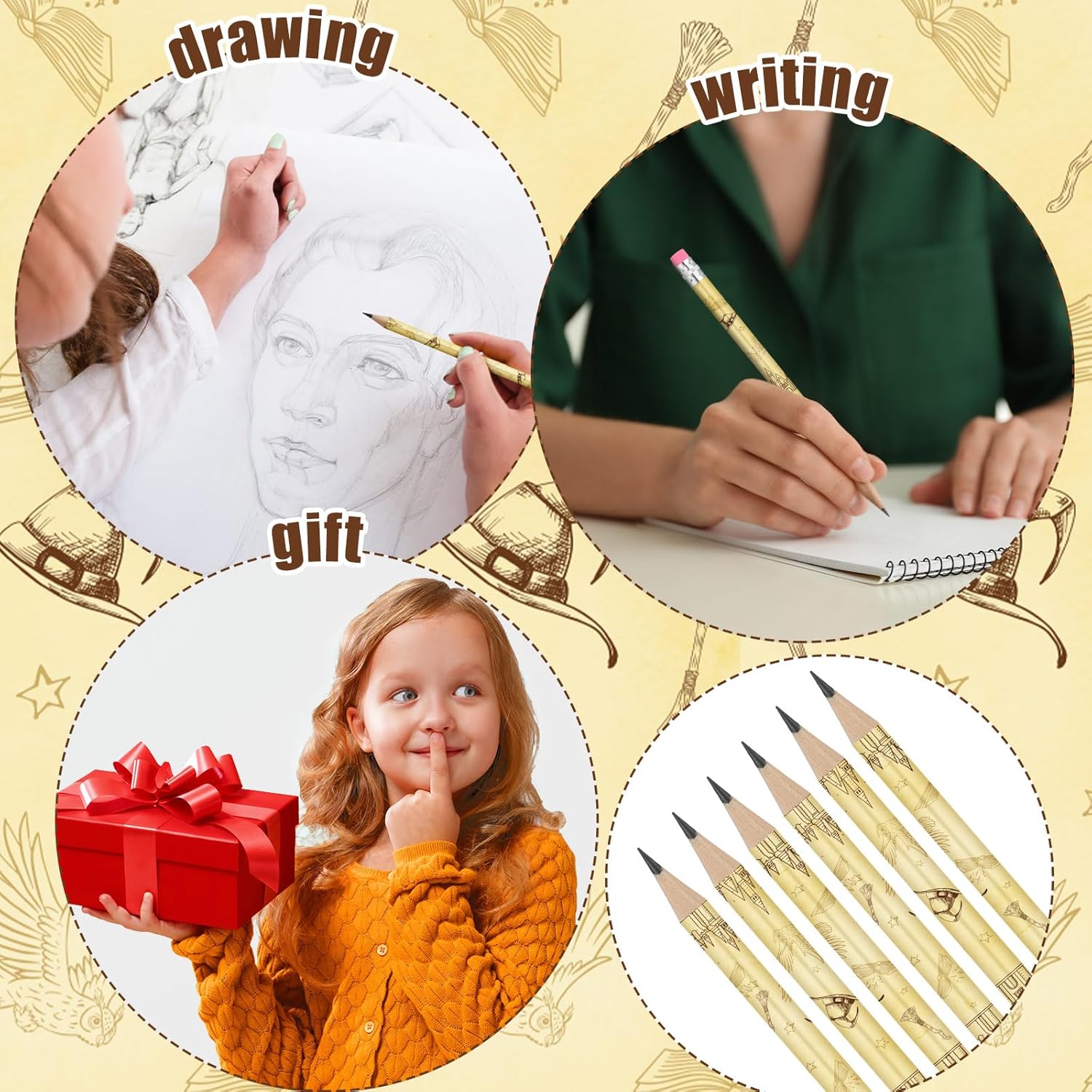 Tenceur Wizard Party Favors - 100 Magical Castle Pencils with Eraser Heads | Perfect for Kids' Birthdays & School Supplies