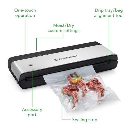 FoodSaver Vacuum Sealing Machine and Bags Bundle | PowerVac Compact Vacuum Sealer + Custom Fit Bags