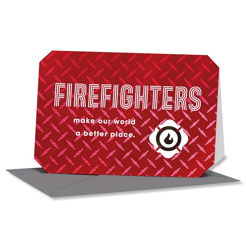 Firefighter Thank You Card - First Responder Appreciation Card, Variation: Firefighters Lettering