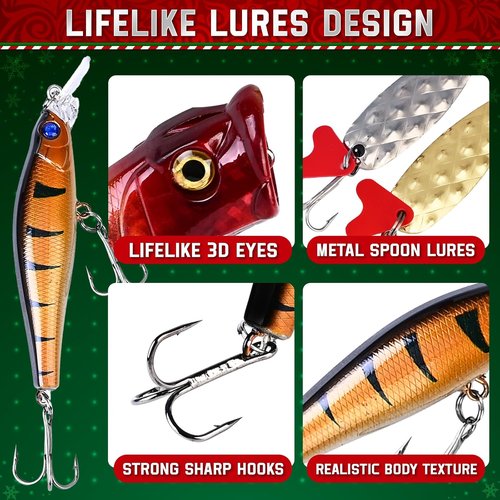 Fishing Advent Calendar 2025 - 24 Days of Lures | Perfect Gift for Men & Teen Boys