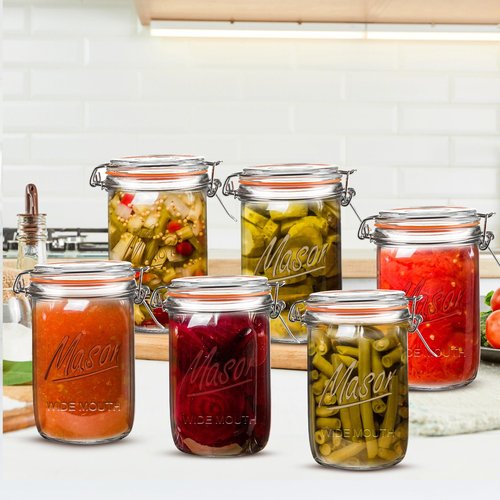 Jeitae 24oz Wide Mouth Mason Jars – 6 Pack Glass Jars with Airtight Lids for Canning, Pickling, Meal Prep, Jam, Jelly, Overnight Oats & DIY Projects