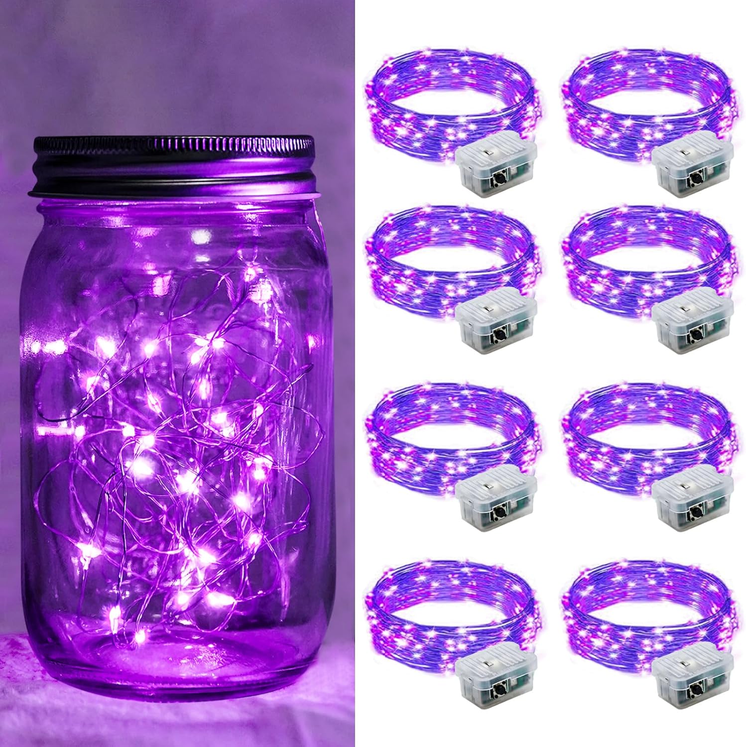 Skiennix 20 LED Purple Fairy Lights - 7Ft Twinkle String Lights | Battery Operated & Waterproof for Weddings, Halloween, and Parties
