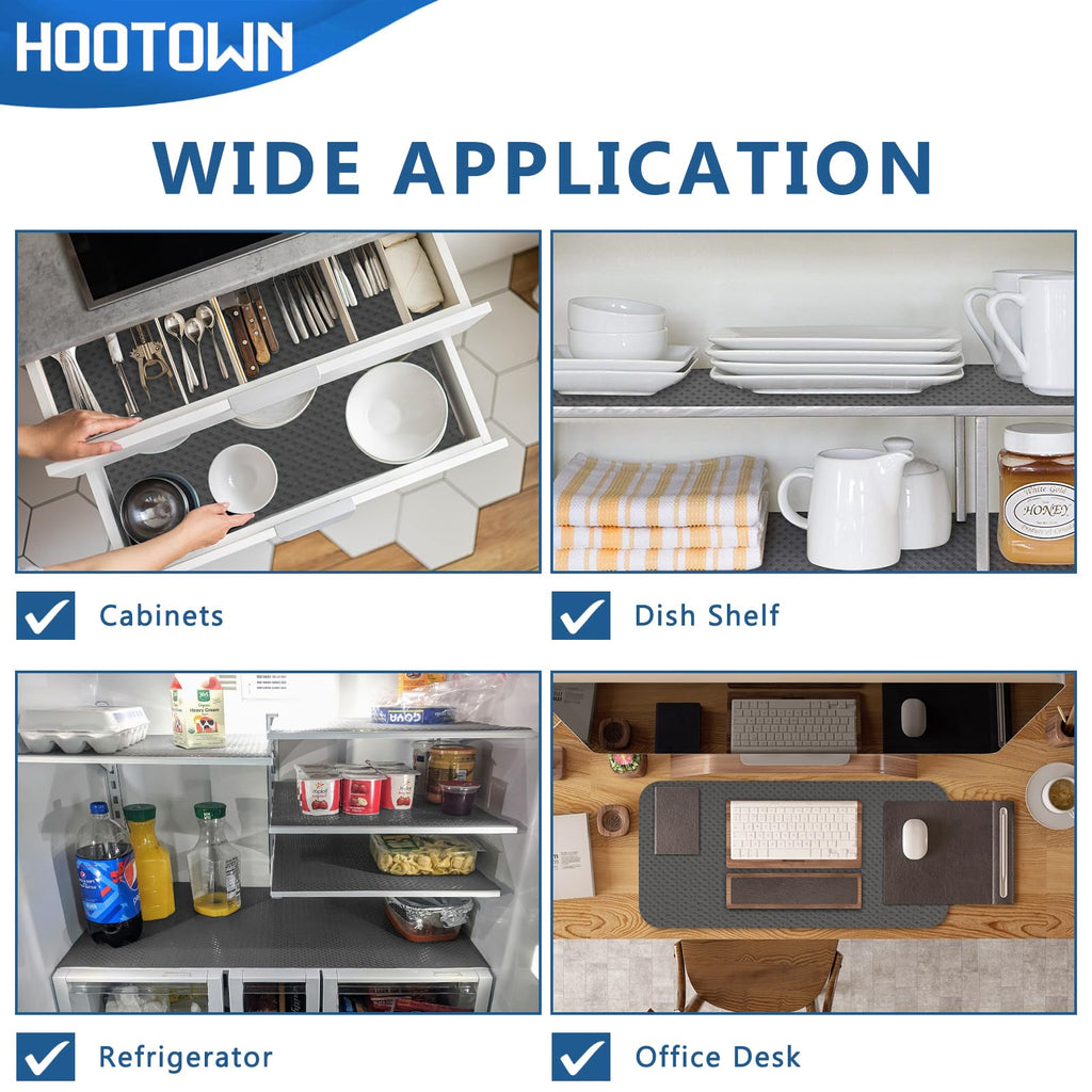 HooTown Self Adhesive Shelf Liner, 17.5" x 393.7" Contact Paper for Cabinets and Drawers, Waterproof & Oil-Proof Kitchen Cabinets Liner, Peel and Stick Cupboard Liner for Countertops,Shelves